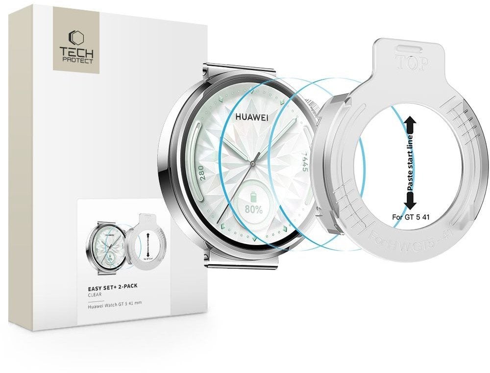 Xham mbrojtës Tech-Protect Easy Set+, Huawei Watch GT 5 41mm, set 2 copë, transparent