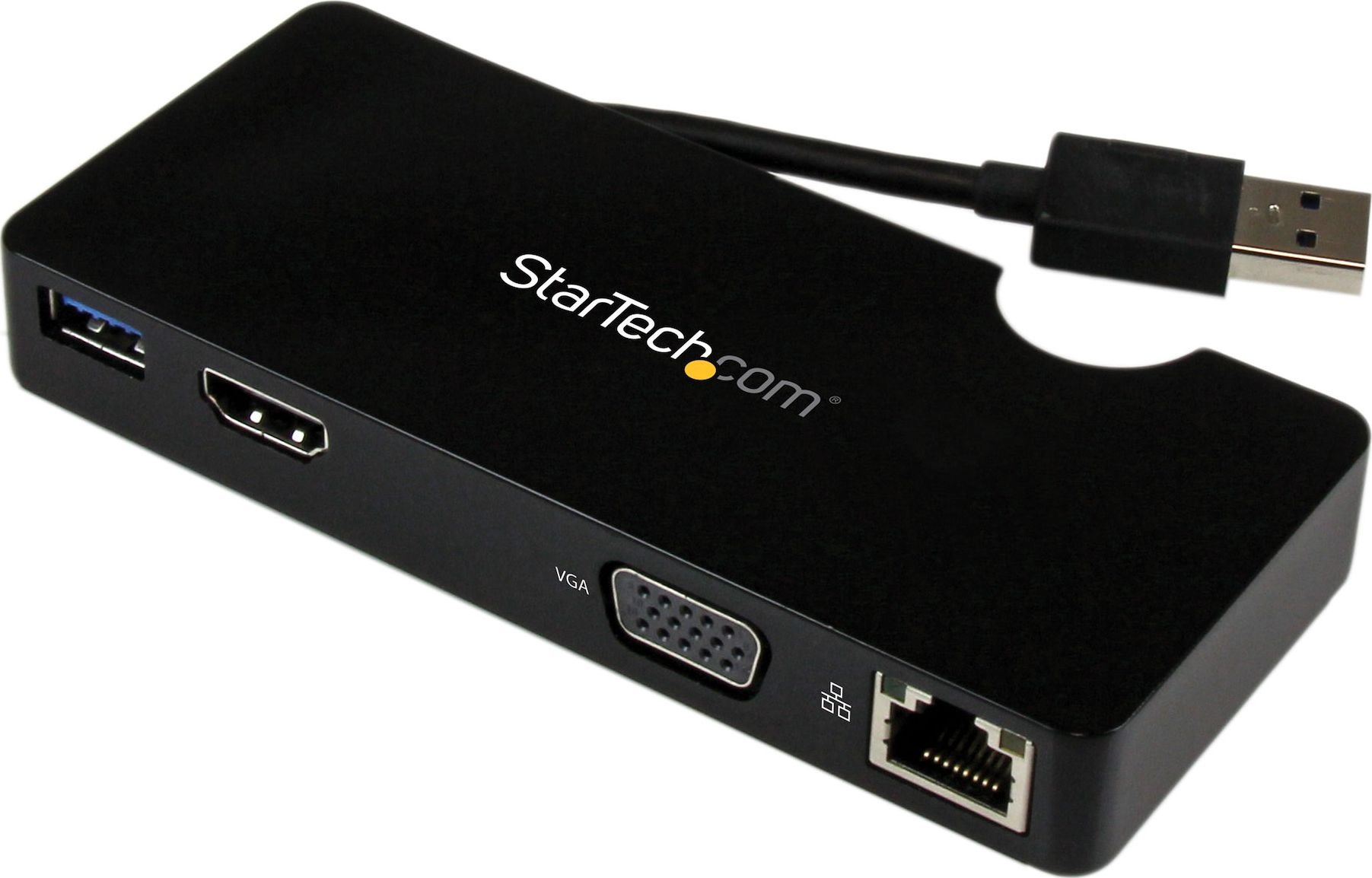 Dock stacion udhëtimi StarTech.com USB 3.0, HDMI VGA, Gigabit Ethernet, i zi