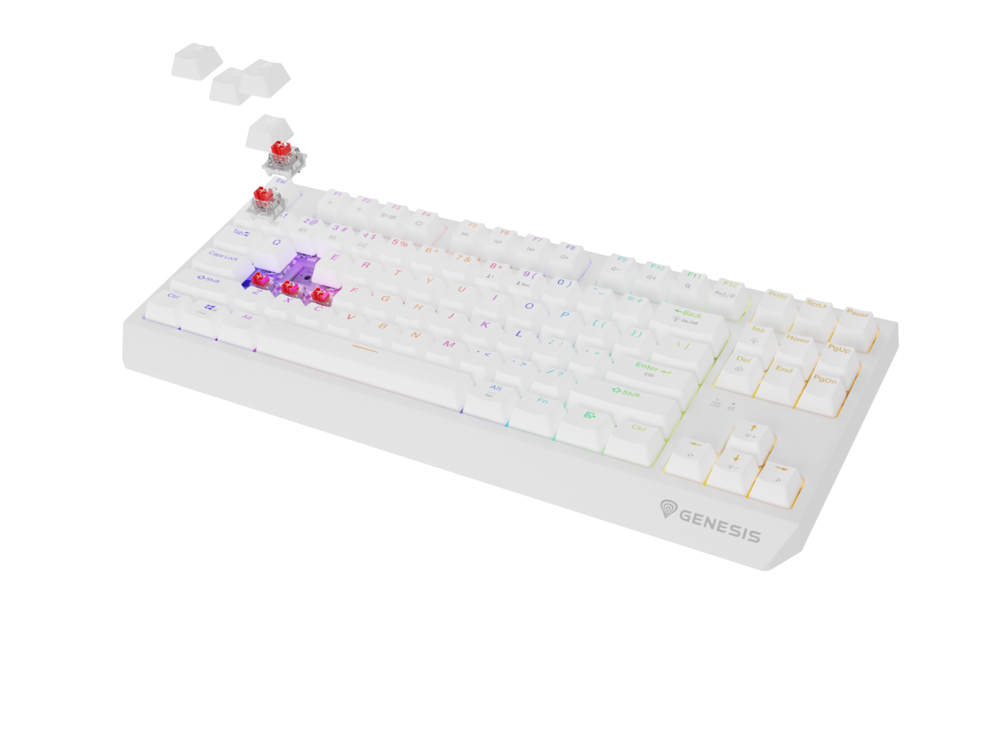Tastierë wireless mekanike Genesis Thor 230 TKL, RGB, Outemu Red, e bardhë