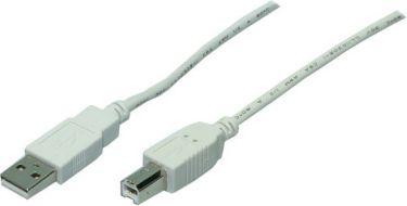 Kabllo LogiLink USB-A në USB-B, 3m, e bardhë