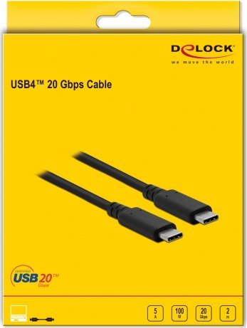 Kabllo USB Delock USB-C në USB-C 86980, USB4, 2 m, e zezë