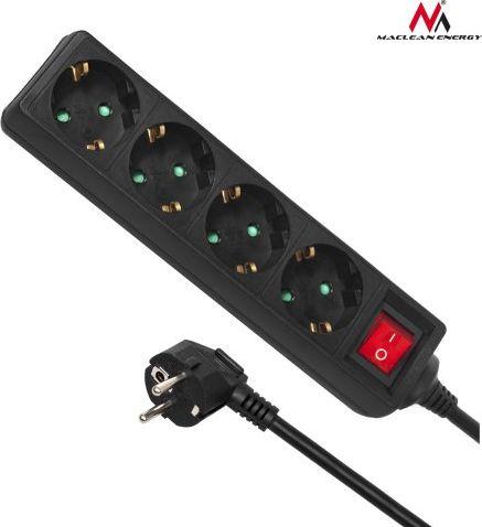 Kordon zgjatues Maclean (MCE196), me 4 priza, 3m, i zi