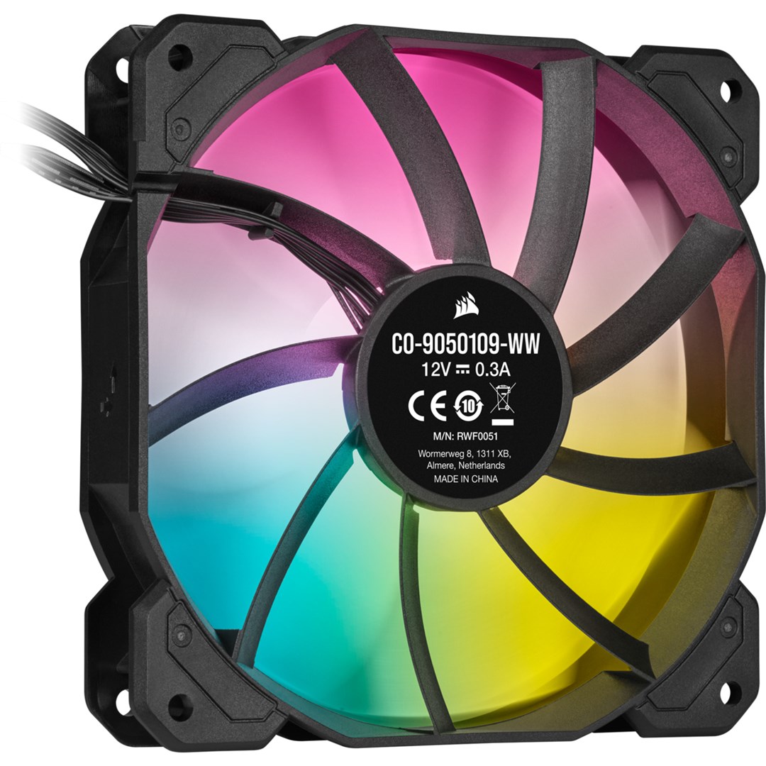 Сет вентилатори CORSAIR iCUE SP120 RGB ELITE, 120mm, PWM, 1500 RPM, црна