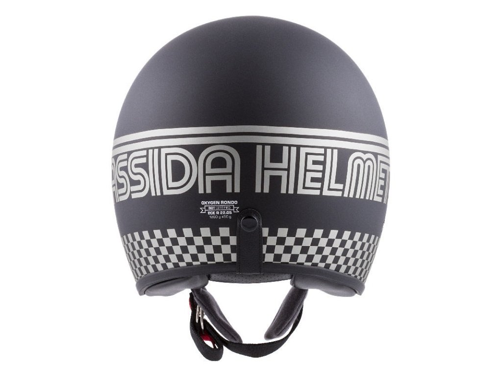 Helmeta moto Cassida Oxygen Rondo, polikarbonat, vizor dielli, e zezë mat me argjend
