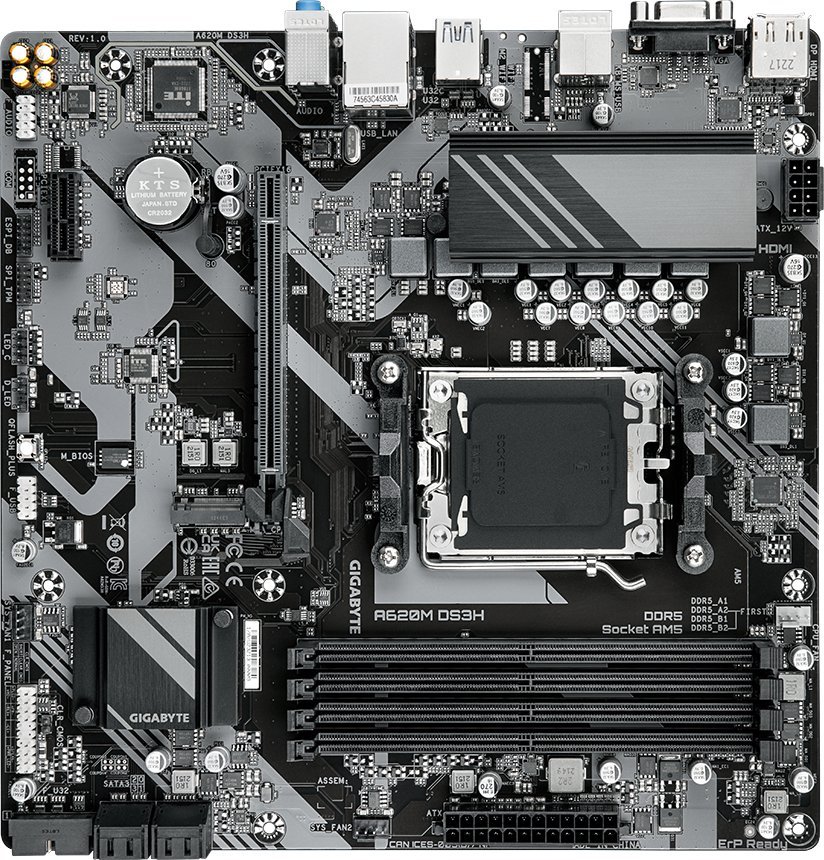 Pllakë amë Gigabyte A620M DS3H, DDR5, Sockel AM5, ATX