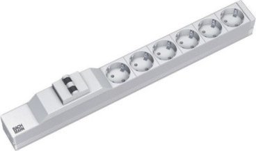 Zgjatues energjie Bachmann 333.412, 6 dalje SCHUKO, 1U për rack 19", gri e hapur