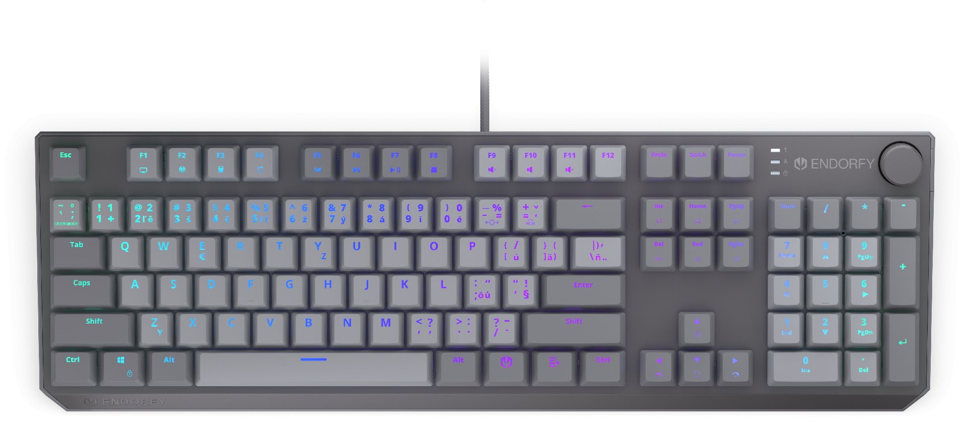 Tastierë mekanike Endorfy Thock V2, me kabllo, ARGB, butona Red, layout CZ SK, e zezë