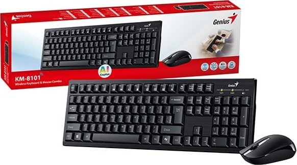 Сет тастатура и глушец Genius KM-8101 Copilot, безжичен, USB, црн