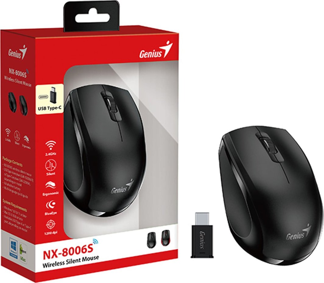 Maus Genius NX-8006S, Type-C, 1200DPI, i zi