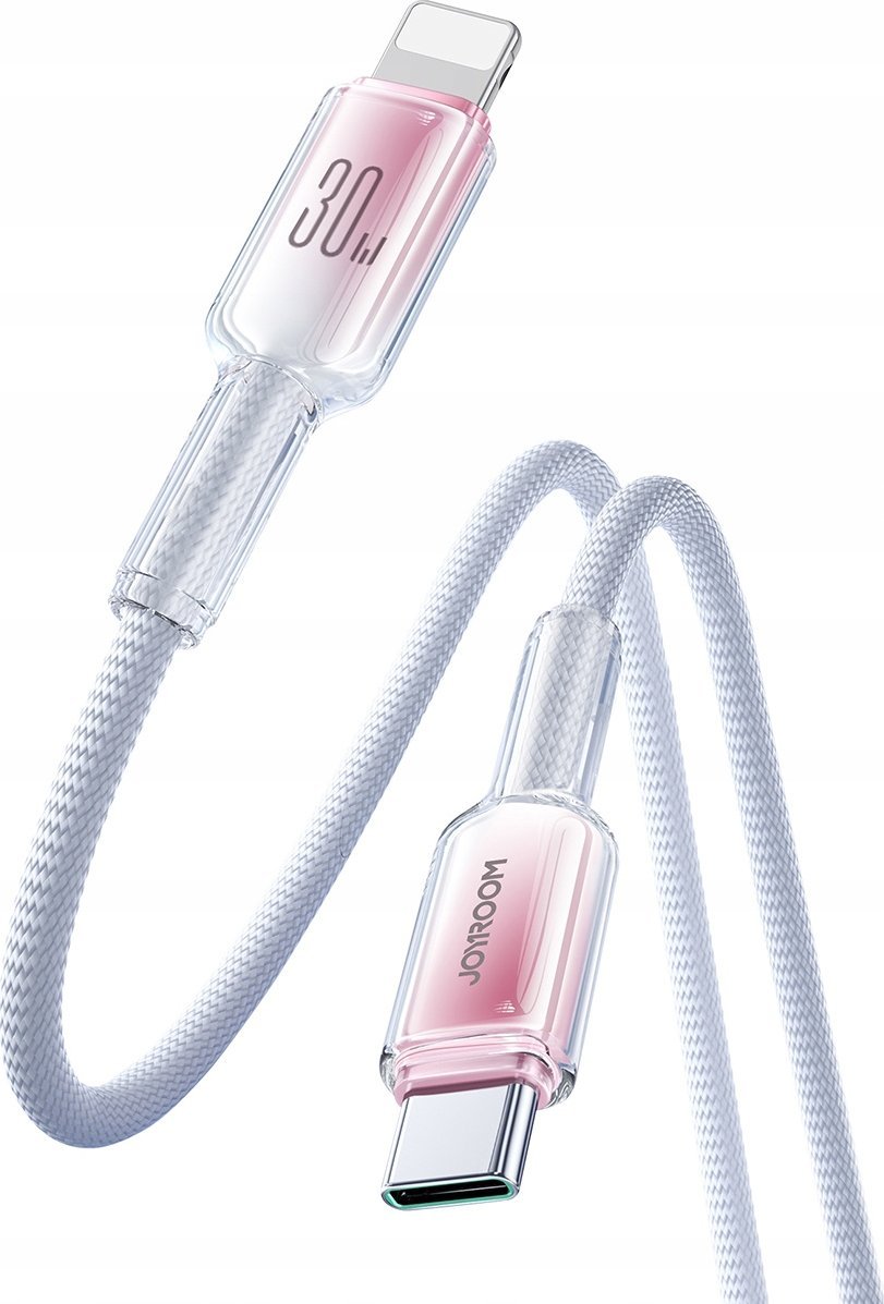 Kabllo karikimi Joyroom S-A42 Crystal-Clear, USB-C në Lightning, 30W, 1.2m, e bardhë