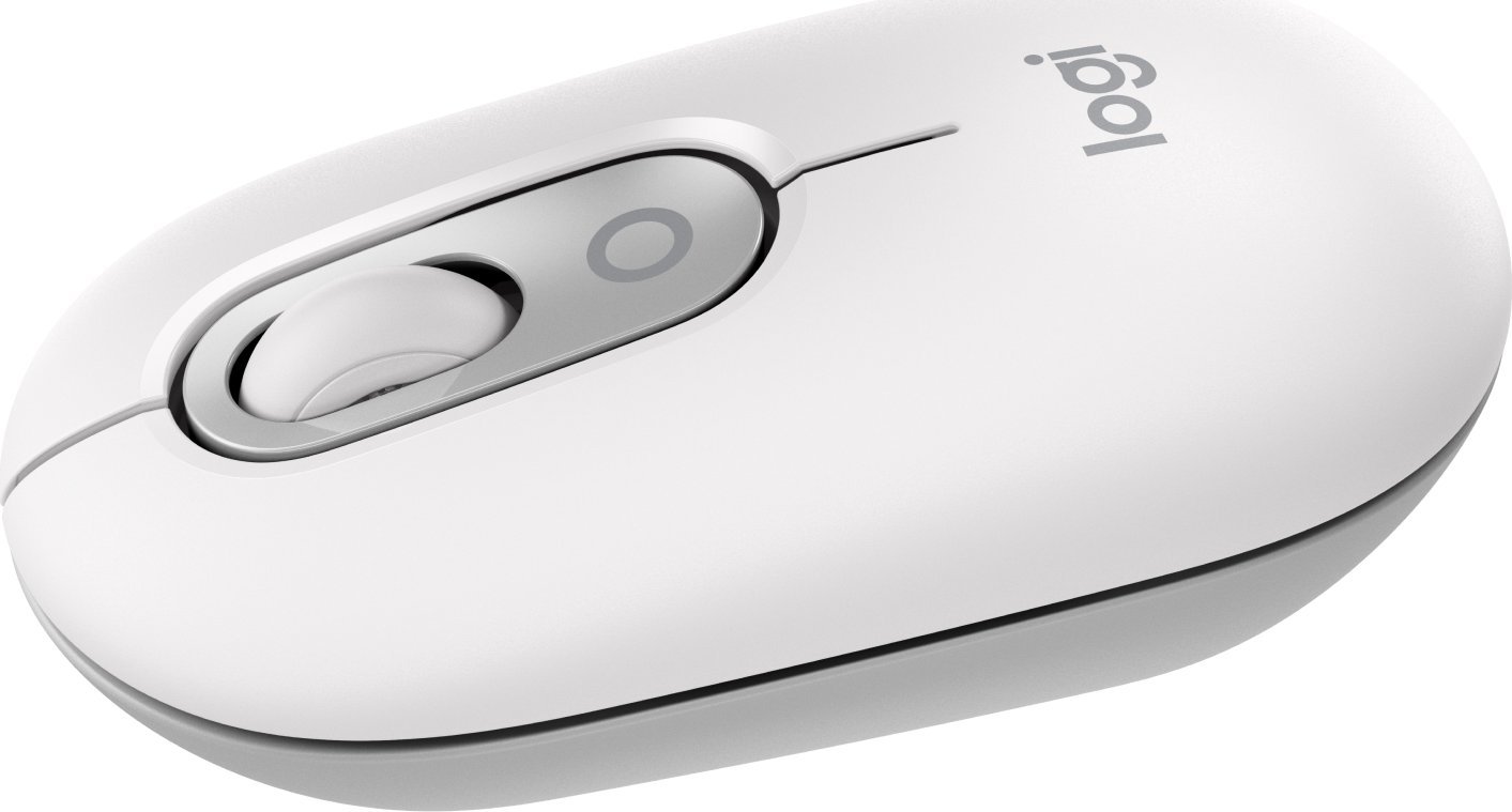 Maus wireless Logitech POP, buton emoji, SilentTouch, e bardhë