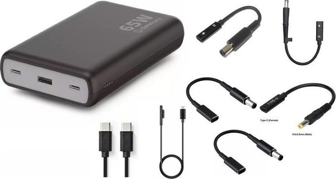 Powerbank CoreParts MBX-PB007, 20000mAh, 7 adapterë, i zi