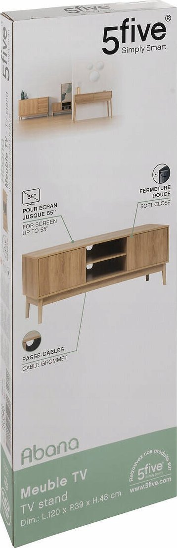 Komodë TV 5five Abana, 120 cm, 2 dollapë, efekt dru lisi natyral