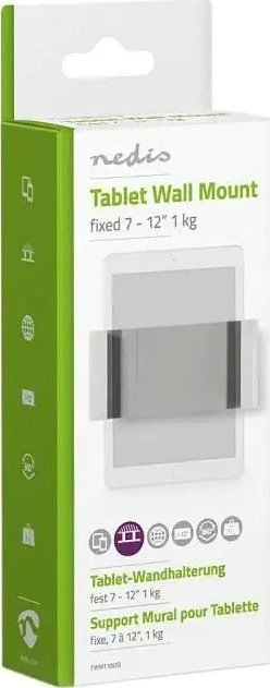 Mbajtës mural universal për tablet, 7–12", rrotullim 360°, i bardhë gri