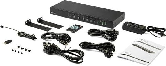 Ndarës matriks HDMI StarTech 4x4, 4K 60Hz, me Ethernet dhe audio, i zi