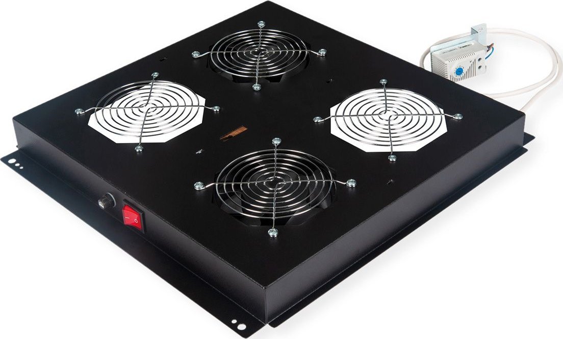 Njësi ventilatori tavani ROLINE 19", 2 ventilatorë, termostat i rregullueshëm, e zezë