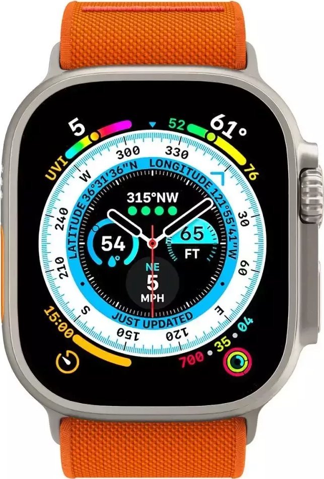 Rrip ore Spigen Fit Lite Ultra për Apple Watch 4/5/6/7/SE/8/Ultra, 44/45/49mm, najlon, portokalli