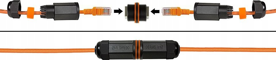 Мрежен конектор LogiLink NP0081, 2x RJ45, IP67, црн