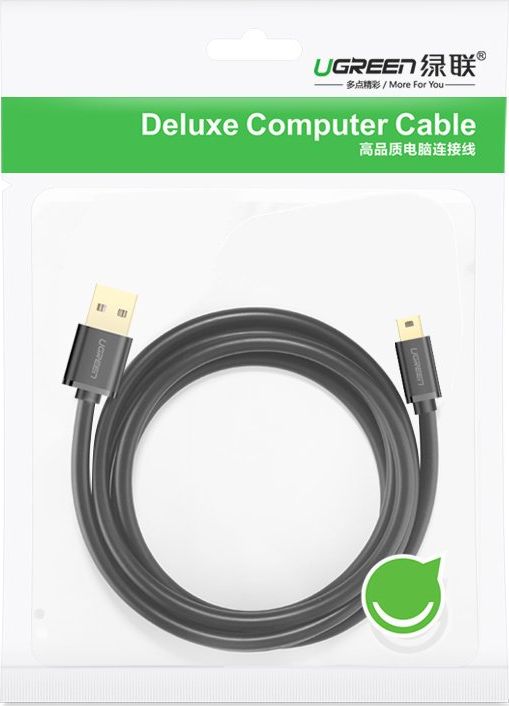 Kabllo USB Ugreen USB A në mini USB, 1.5m, USB 2.0, e zezë