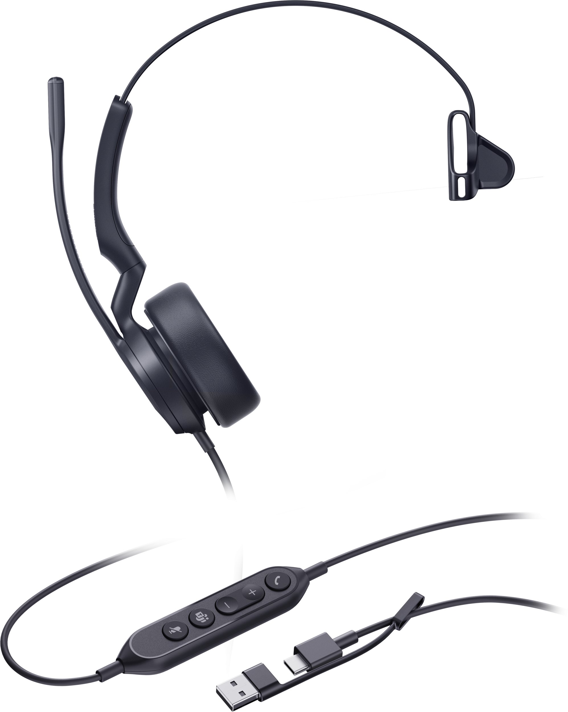 Kufje me kabllo Yealink UH44 Mono Teams, USB C USB A, e zezë