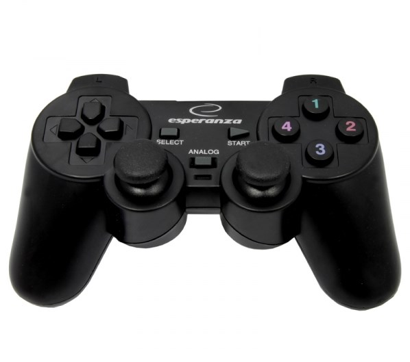 Gamepad Esperanza EG102, USB, PC dhe PS3, i zi