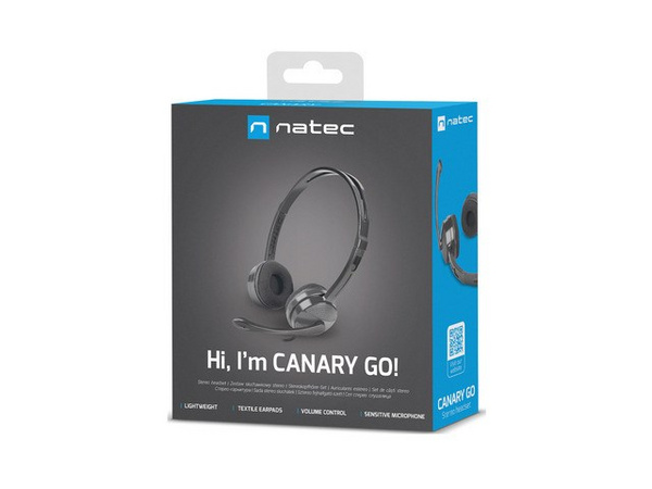 Kufje Natec Canary Go, mini-jack, të zeza