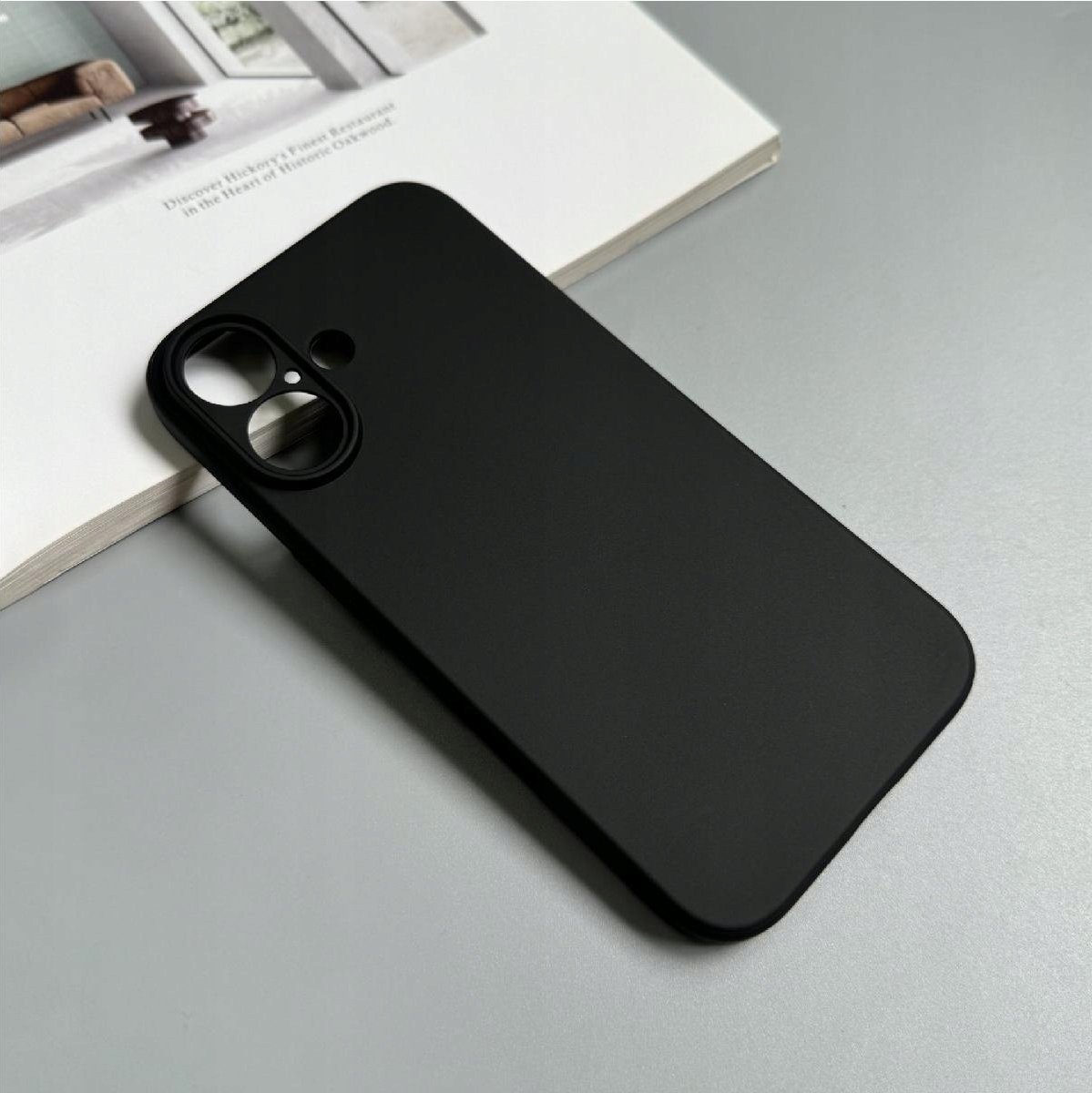 Mbulesë telefoni Soft Case për iPhone 16, e hollë, material i butë, e zezë