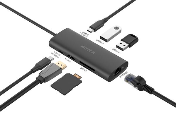 Docking station A4Tech DST-80C, USB Type-C, HDMI 4K, Power Delivery 100W, gri