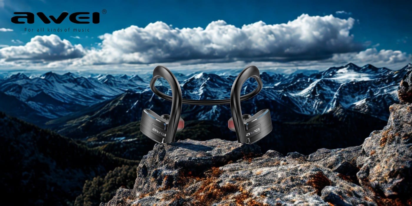 Kufje pa tela Awei E1BL, Bluetooth 5.3, sportive, të zeza