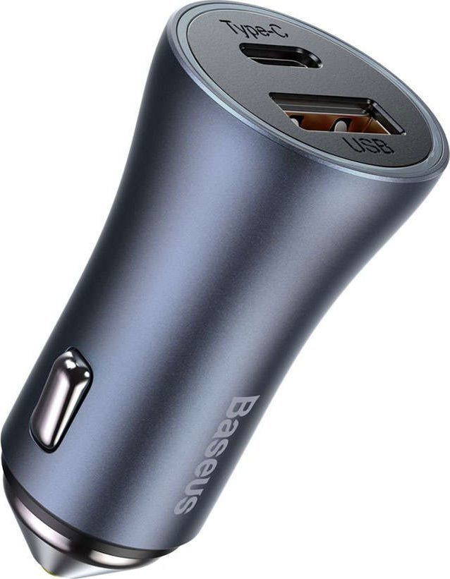 [OUTLET] Karikues për veturë Baseus Golden (CCJD-0G), 1x USB-A, 1x USB-C, 3 A, i hirtë