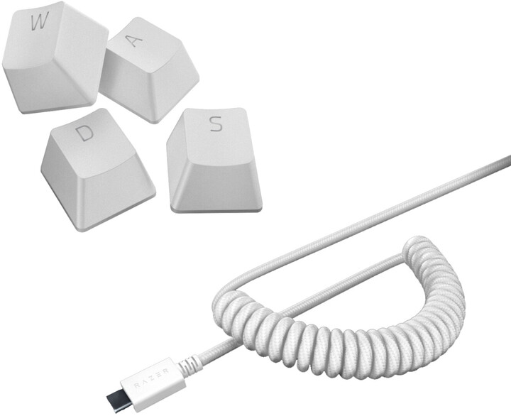 Set taste Razer PBT + kabllo, i bardhë