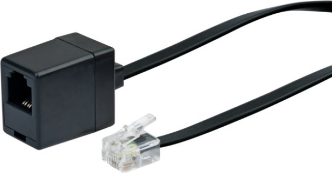 Kabllo telefonik zgjatues Schwaiger RJ11 6P4C, prizë RJ11, i zi