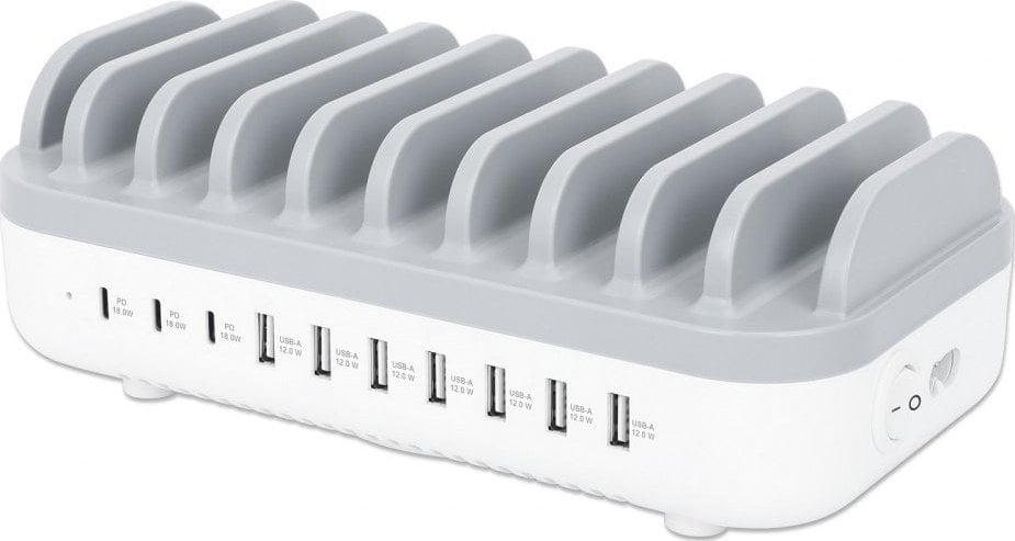 Stacion karikimi Manhattan 180856, 7x USB A, 3x USB C, 120W, i zi