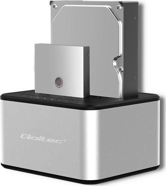Dok stacioni për disk Qoltec 50316, SATA 2.5"/3.5", USB 3.2 Gen 1, i zi