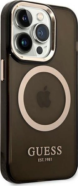 Mbulesë telefoni Guess Translucent MagSafe, për iPhone 14 Pro, TPU, e zezë