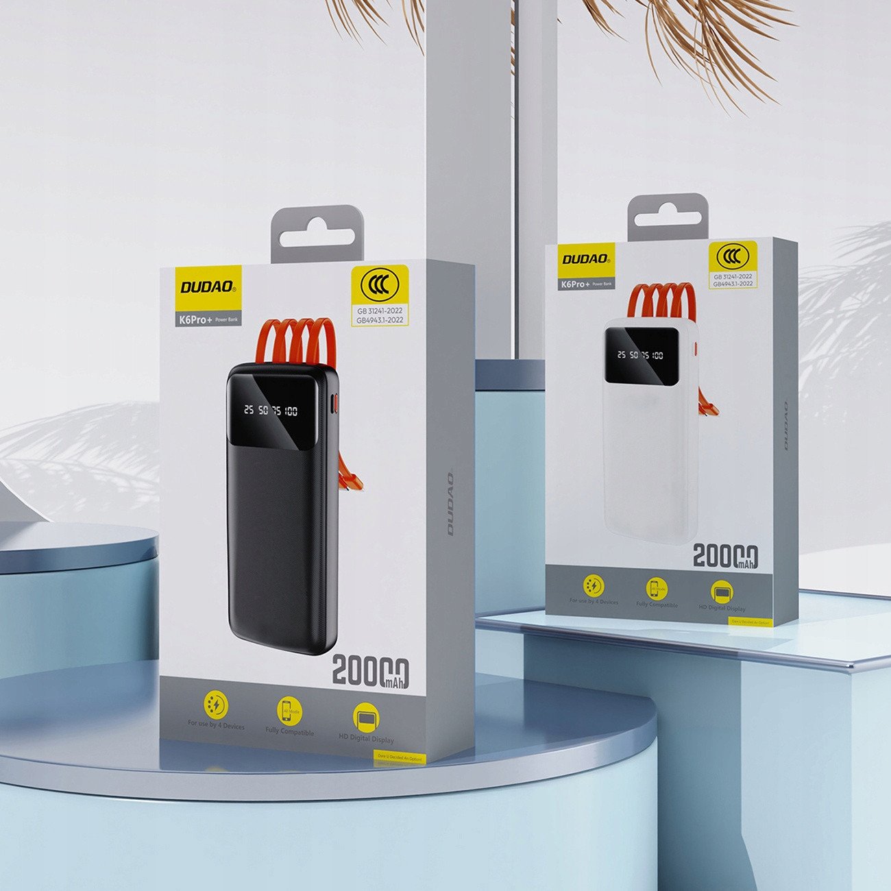 Power bank Dudao K6Pro, 10000mAh, porta USB C dhe Lightning, i zi