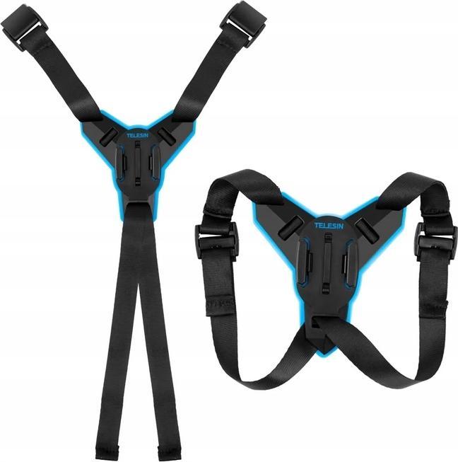 Mbajtëse helmete për kamerë aksioni TELESIN, rrip montimi, e zezë