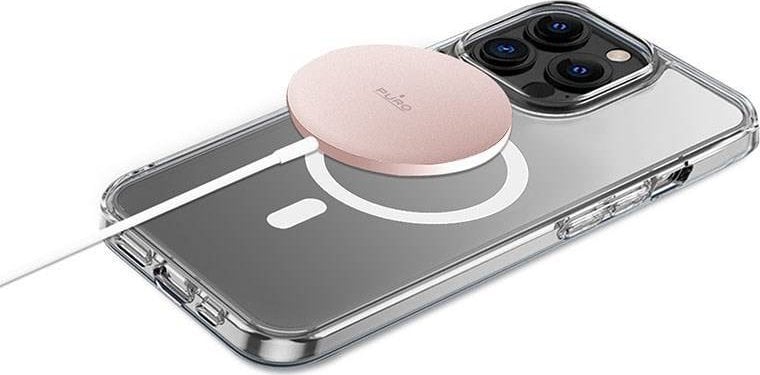 Ngarkues wireless Puro Magnetic Charger, 15W, USB C, rozë