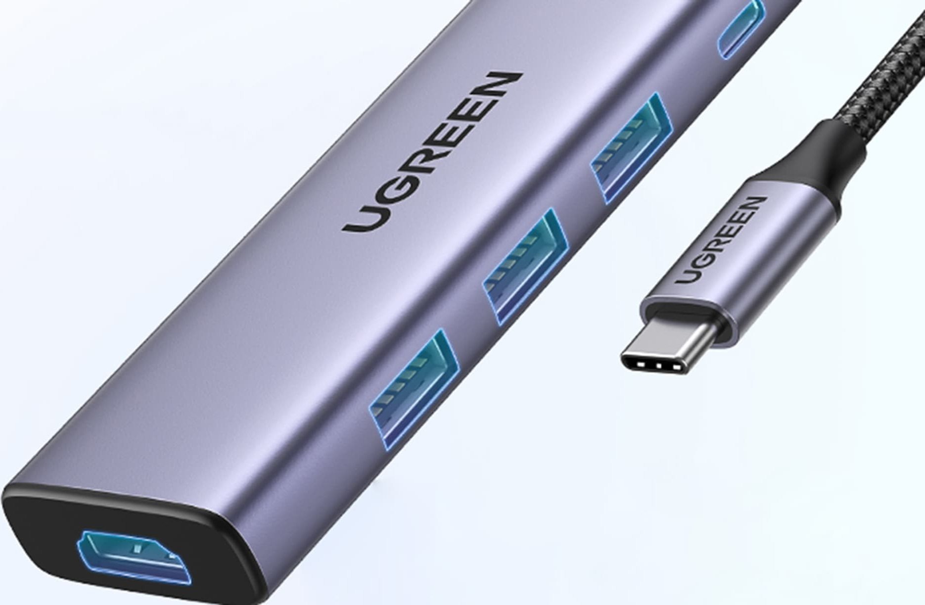 Dock USB Ugreen 15596, 5 në 1, USB 3.2, HDMI 4K, Power Delivery 100W, alumini