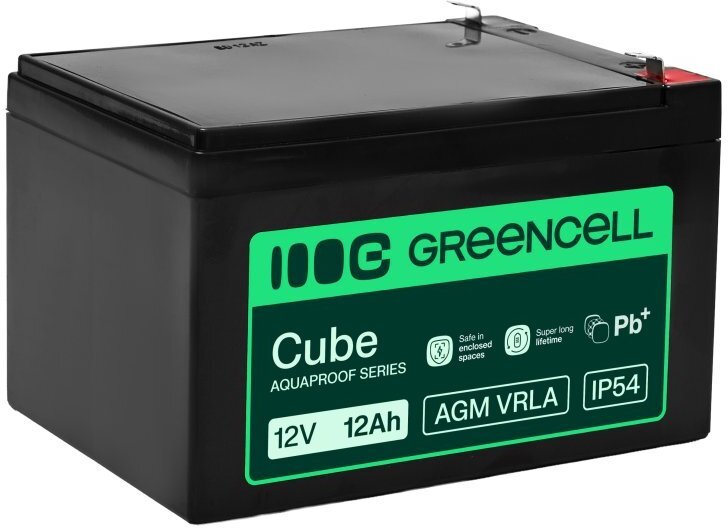 Bateri AGM Green Cell AGM12V12AH-H, 12V, 12Ah, e zezë