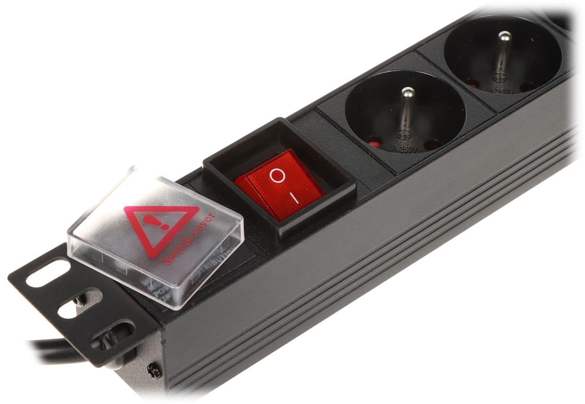 Shirit rryme PD-6/R, 6 priza, 1U RACK 19", me çelës