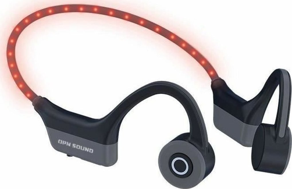 Kufje pa tela sportive LED Bone Conduction, Bluetooth 5.3, IPX5, të zeza