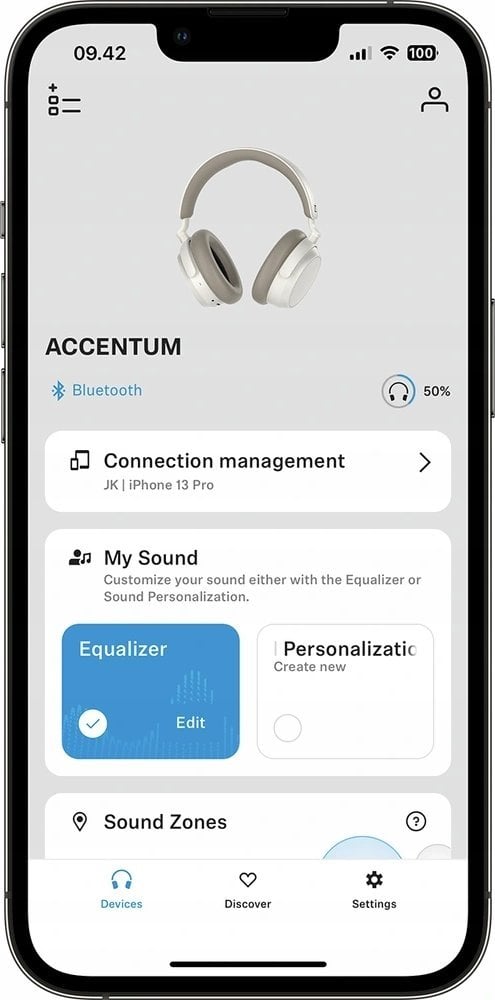 Kufje mbi vesh Sennheiser Accentum, wireless, me mikrofon, të bardha