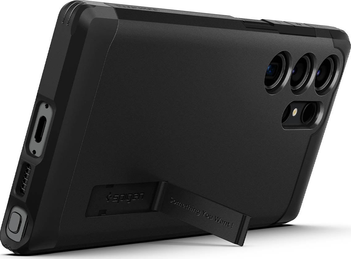 Mbulesë telefoni Spigen Tough Armor, Samsung Galaxy S23 Ultra, me mbajtëse, e zezë 3