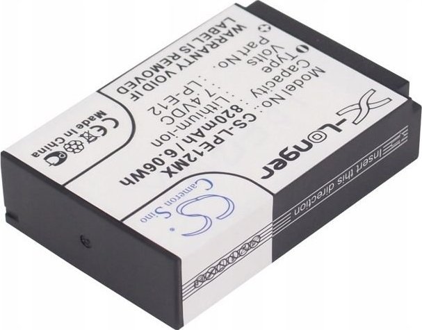 Bateri për aparat fotografik Cameron Sino CS-LPE12MX, 820mAh, Li-ion, e zezë