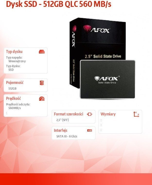 Disk SSD AFOX SD250, 512GB, 2.5" SATA III