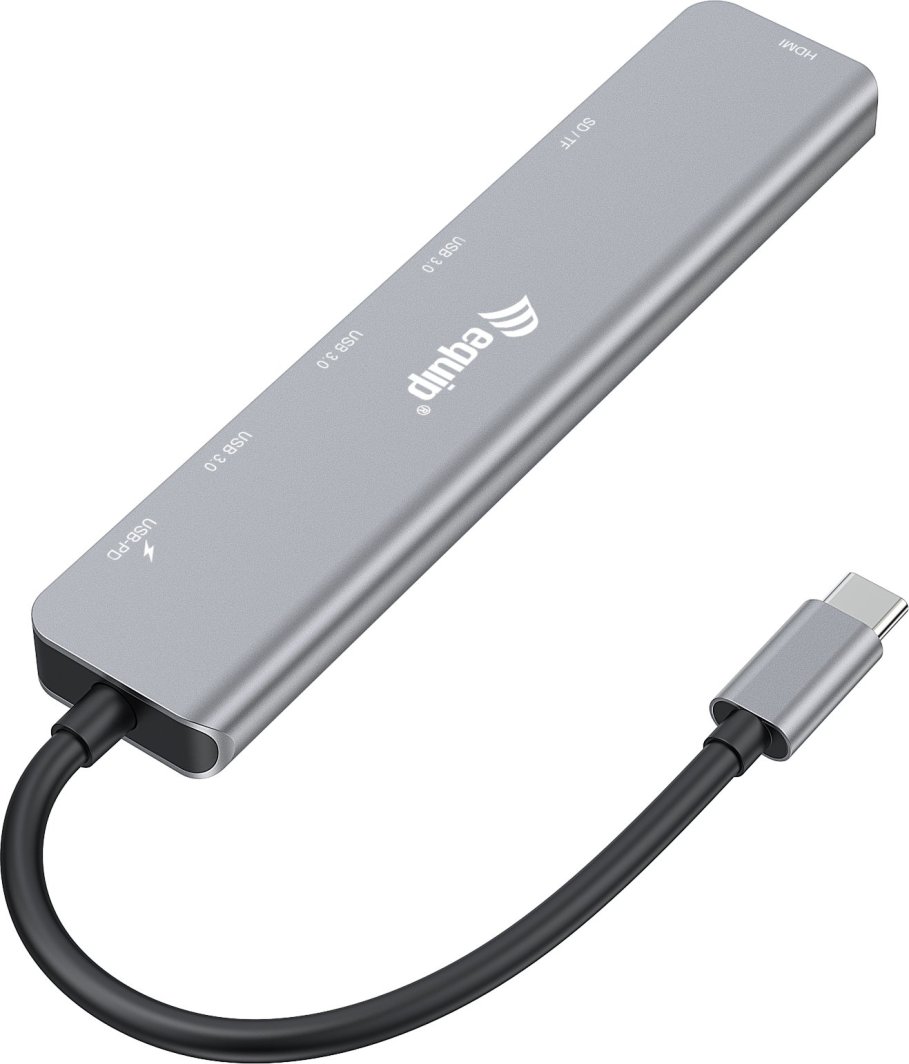Adaptues USB C LevelOne Equip 133494, 7 në 1, multifunksional, gri