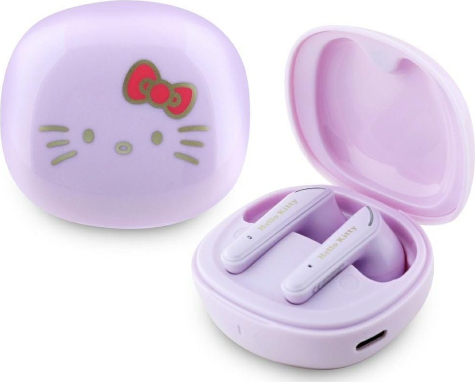 Kufje pa tela Hello Kitty O, Bluetooth 5.4, kuti karikimi 300mAh, vjollcë me shkëlqim