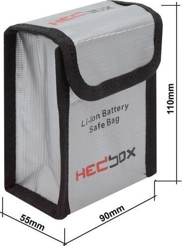 Çantë ruajtëse baterish HEDBOX FIREBAG-M, fibër qelqi rezistente ndaj zjarrit, mbyllje me Velcro, e zezë