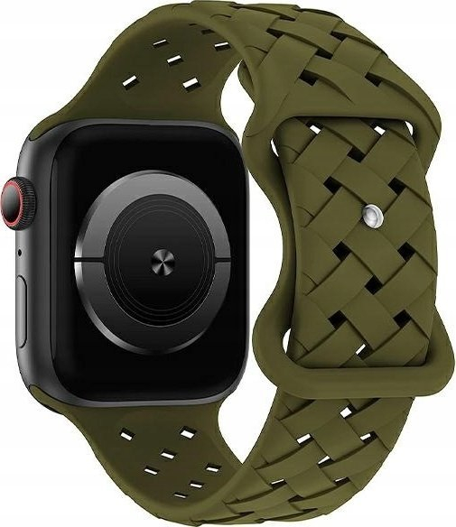 Rrip ore Beline për Apple Watch, silikon i thurur, 42/44/45/49mm, ngjyrë ulliri